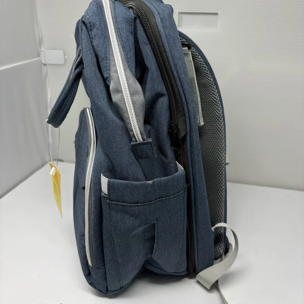 WBDRIM Diaper Bag Backpack Foldable Baby Bed Changing Station Blue Gray - Picture 4 of 8